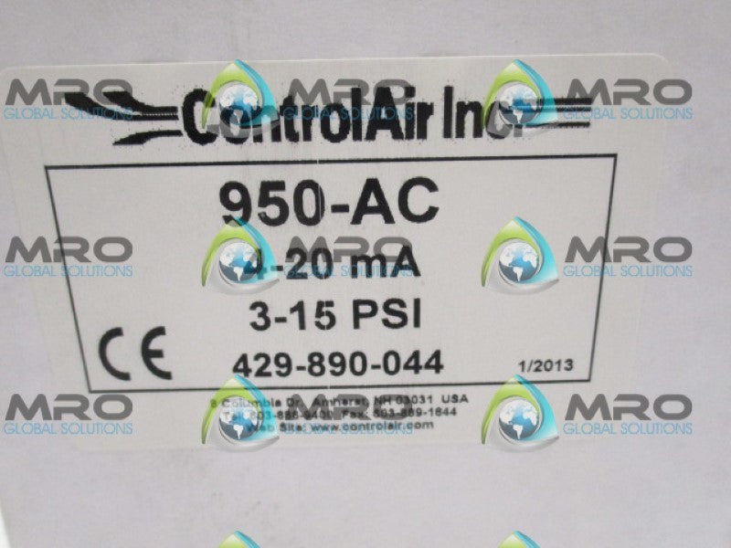 CONTROL AIR 950-AC EXPLOSION PROOF TRANSDUCER 3-15PSI *NEW IN BOX*