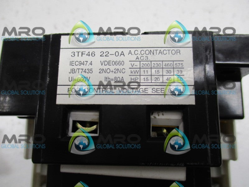 SIEMENS 3TF4622-0AK1 AC CONTACTOR 120V (AS PICTURED) *NEW NO BOX*