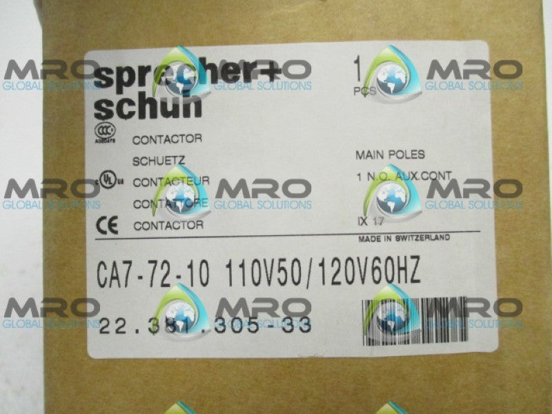 SPRECHNER+SCHUH CA7-72-10 CONTACTOR 10/120V *NEW IN BOX*