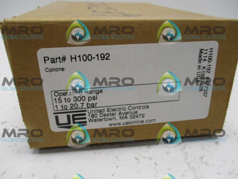 UNITED ELECTRIC H100-192 PRESSURE SWITCH *NEW IN BOX*