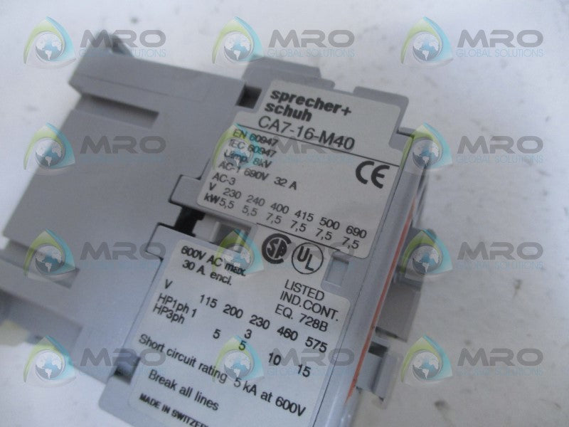 SPRECHNER+SCHUH CA7-16-M40-120 CONTACTOR 120V *NEW IN BOX*