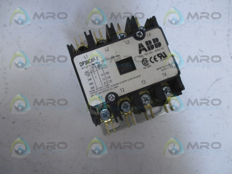 ABB DP30C4P-1 DEFINITE PURPOSE CONTACTOR 120VAC *USED*