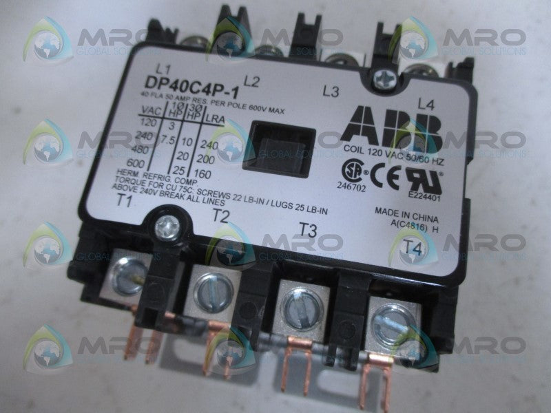 ABB DP40C4P-1 DEFINITE PURPOSE CONTACTOR 120VAC *NEW IN BOX*