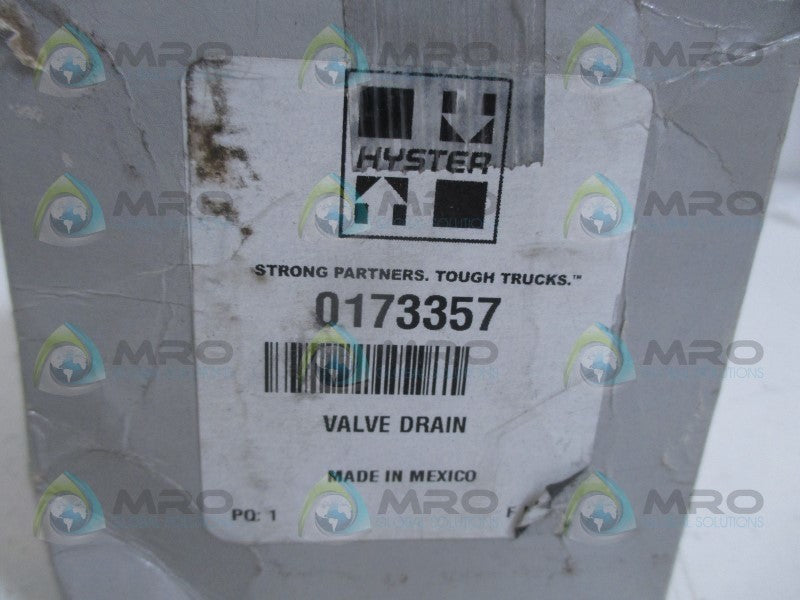 HYSTER 0173357 VALVE DRAIN *NEW IN BOX*