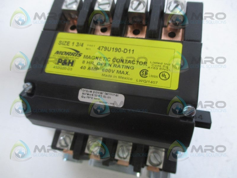 P&H MORRIS 479U190D11 CONTACTOR 120/240V  *NEW IN BOX*