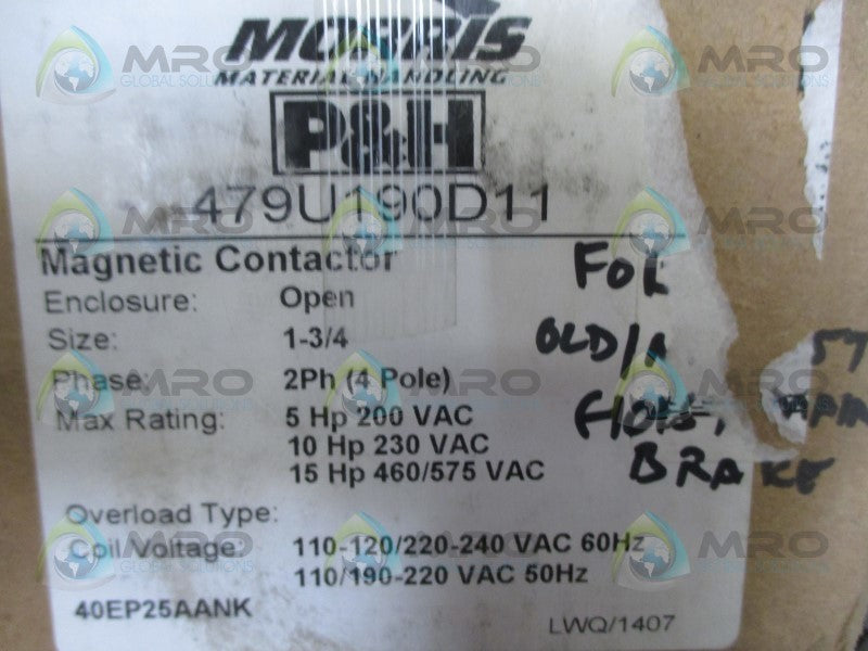 P&H MORRIS 479U190D11 CONTACTOR 120/240V  *NEW IN BOX*