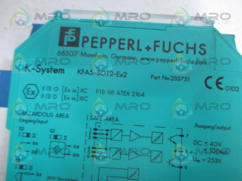 PEPPERL+FUCHS KFA5-SOT2-EX2 DUAL CHANNEL SAFETY RELAY 233751 *NEW IN BOX*