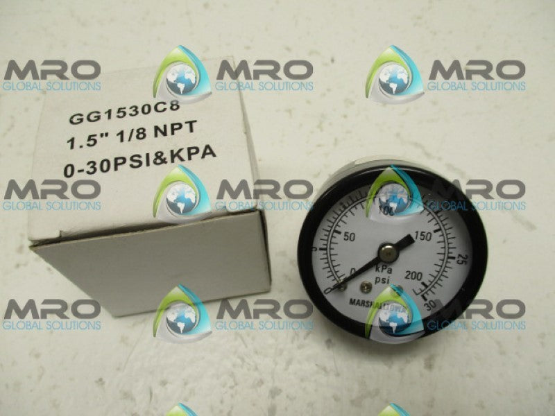 MARSHALLTOWN GG1530C8 GAUGE 0-30PSI/KPA 1.5"1/8NPT *NEW IN BOX*