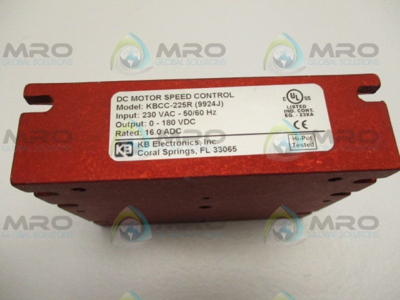 KB ELECTRONICS KBCC-225R(9924J) DC MOTOR SPEED CONTROL *USED*