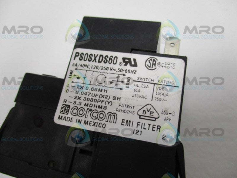 CORCOM TYCO PS0SXDS60 POWER ENTRY MODULE 6A 120/250V *USED*