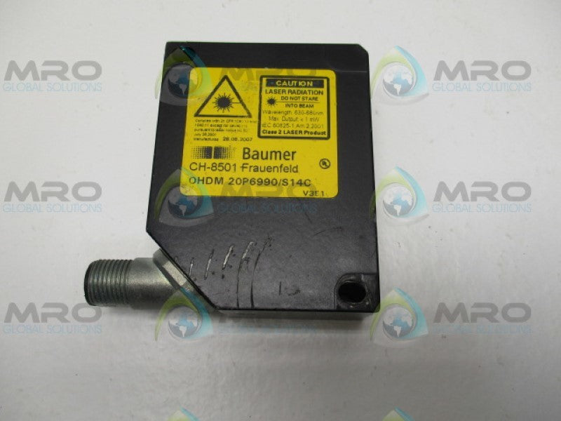 BAUMER OHDM 20P6990/S14C DIFFUSE LASER SENSOR *USED*