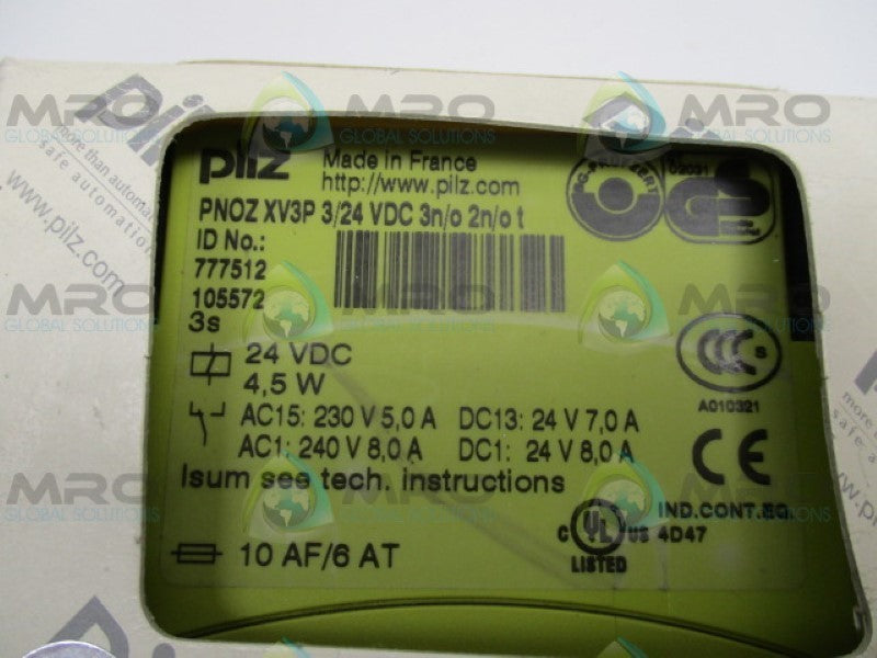PILZ PNOZXV3P3/24VDC3N/O2N/OT SAFETY RELAY 777512 *NEW IN BOX*