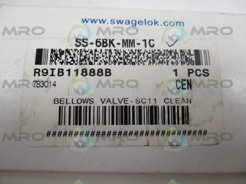SWAGELOK SS-6BK-MM-1C BELLOWS VALVE *NEW IN BOX*