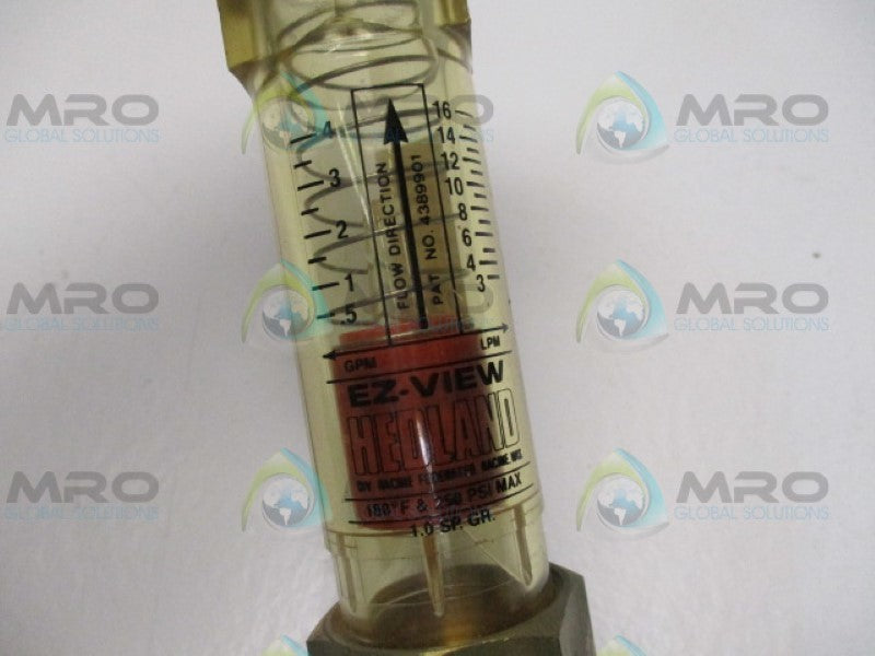 HEDLAND EZ-VIEW 4389901 FLOW METER .5-4GPM 3-16LPM *NEW NO BOX*