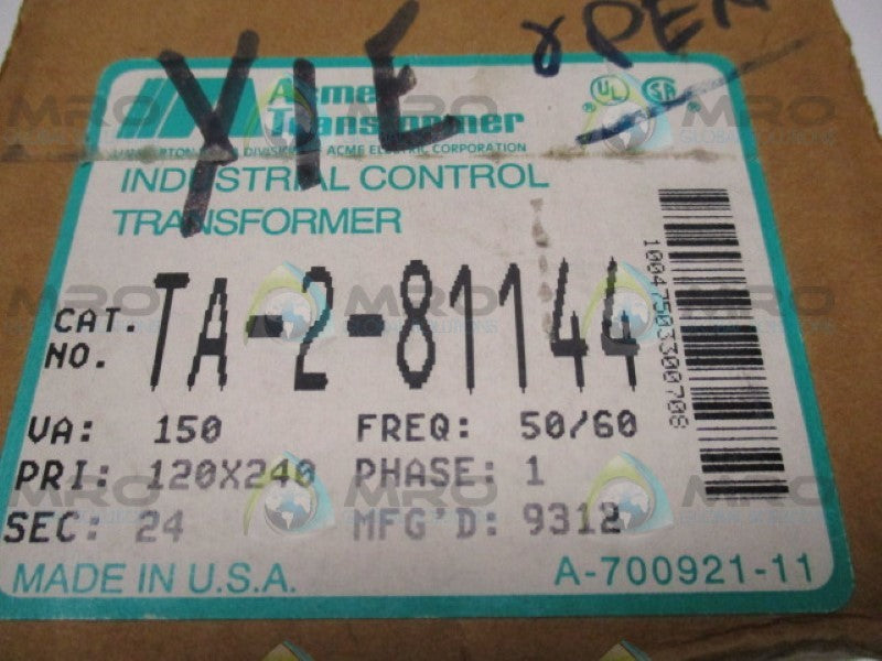ACME TA-2-81144 TRANSFORMER 120/240V *NEW IN BOX*