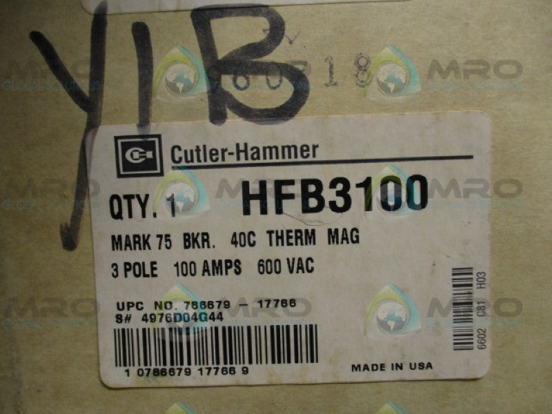 CUTLER HAMMER HFB3100 CIRCUIT BREAKER 100A *NEW IN BOX*