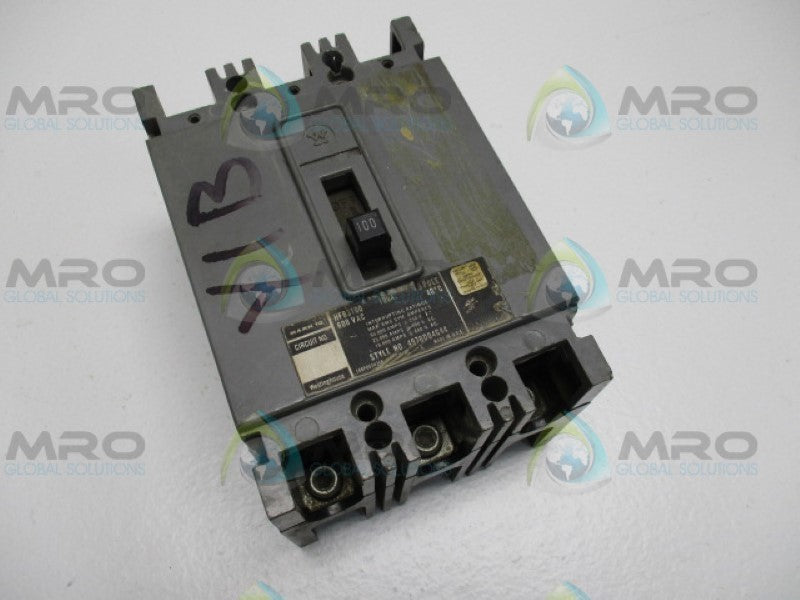 WESTINGHOUSE HFB3100 CIRCUIT BREAKER 100A *USED*