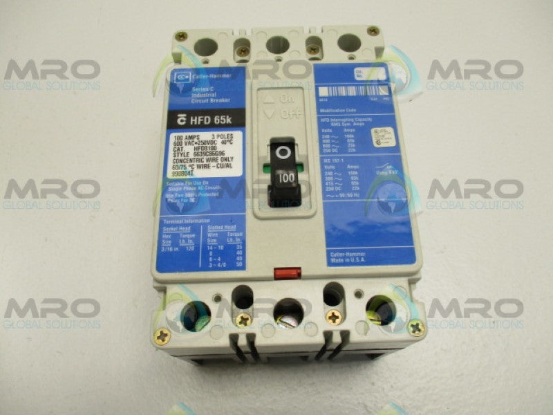 CUTLER HAMMER HFD3100 CIRCUIT BREAKER 100A BLUE FACE *NEW NO BOX* (RETAKE PICS.. WALL IS PEELING IN PIC)