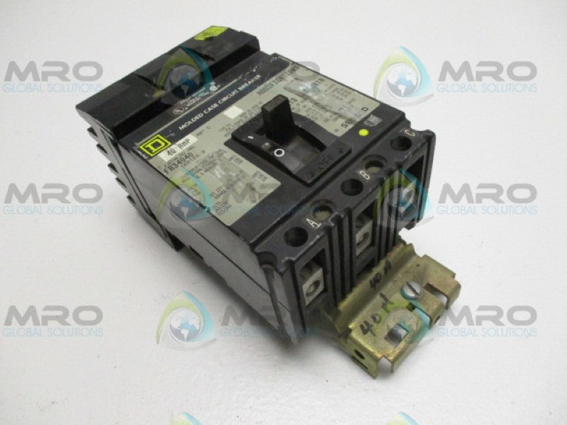 SQUARE D FA34040 CIRCUIT BREAKER 40A GREY FACE *USED*