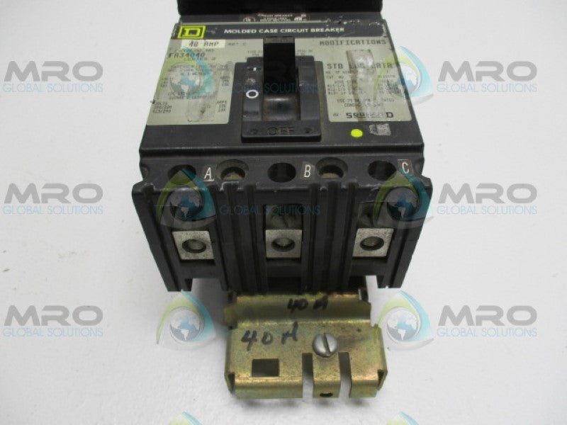 SQUARE D FA34040 CIRCUIT BREAKER 40A GREY FACE *USED*