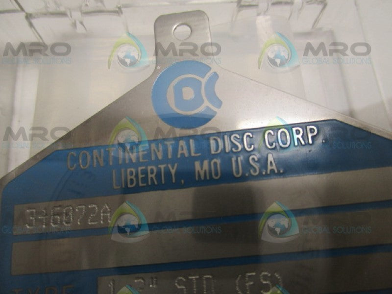 CONTINENTAL DISC 346072A 1/2" STD(FS) RUPTURE PRESSURE DISC *NEW NO BOX*