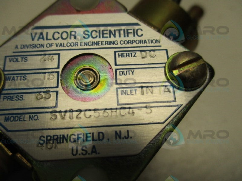 VALCOR SCIENTIFIC SV12C56HC4-5 SOLENOID VALVE 24VDC *USED*
