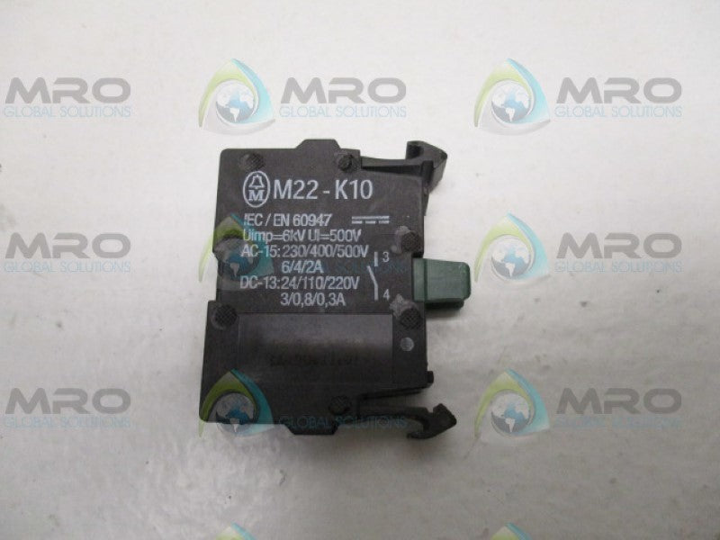 MOELLER M22-K10 CONTACT BLOCK *USED*