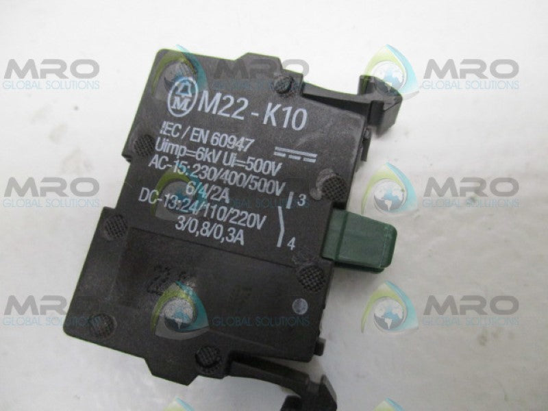 MOELLER M22-K10 CONTACT BLOCK *USED*