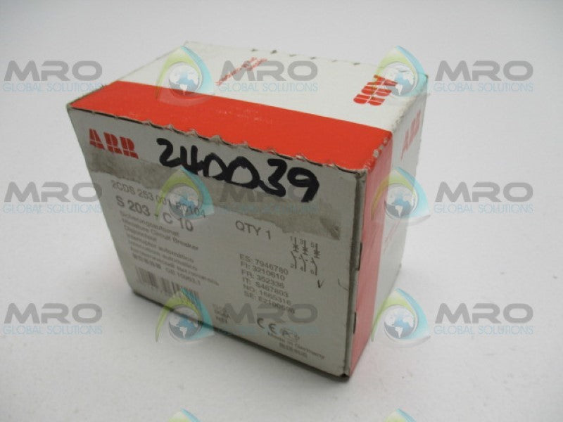 ABB S203-C10 2CDS253001R0104 CIRCUIT BREAKER 10A *FACTORY SEALED*