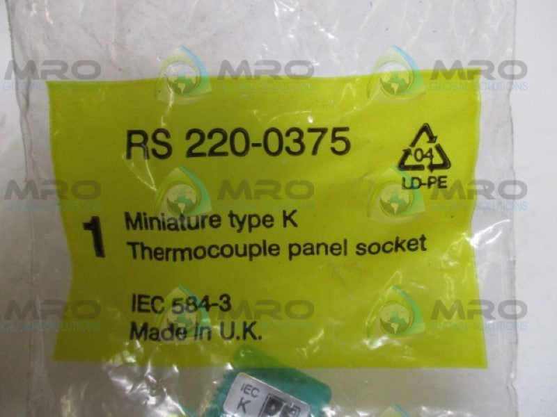 RS 220-0375 MINI THERMOCOUPLE PANEL SOCKET *NEW IN FACTORY BAG*