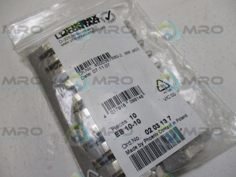 PHOENIX CONTACT EB10-10 INSERTION BRIDGE (PKG OF 10) *NEW IN FACTORY BAG*