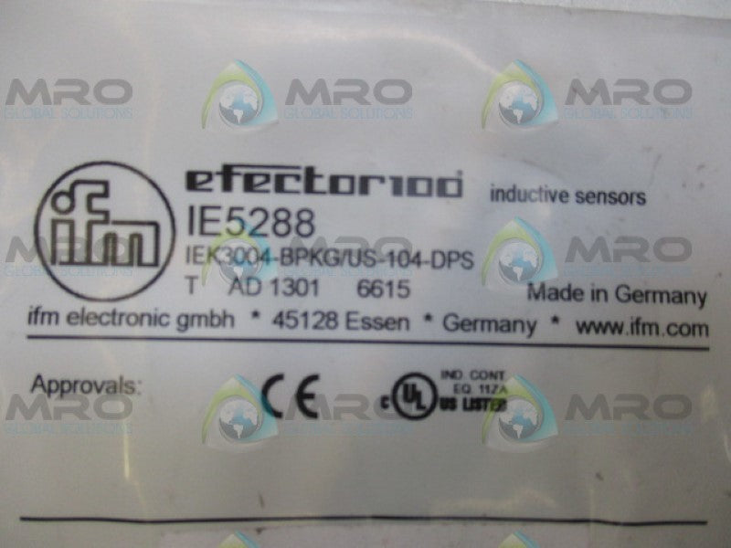 IFM EFFECTOR IE5288 IEK3004-BPKG/US-104-DPS SENSOR *NEW IN FACTORY BAG*