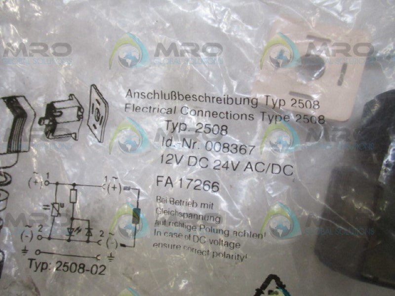 BURKERT 2508 008367 CONNECTOR *NEW IN FACTORY BAG*
