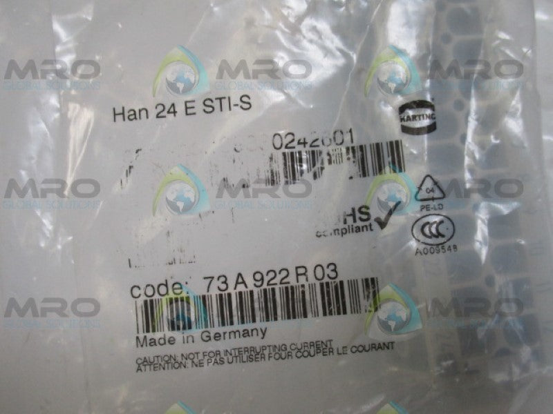HARTING HAN24ESTI-S CONNECTOR INSERT *NEW IN FACTORY BAG*