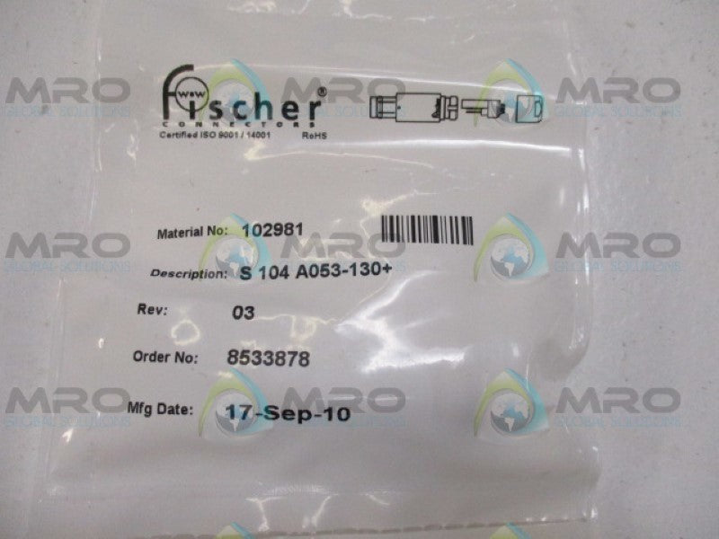 FISCHER S104A053-130+ CONNECTOR *NEW IN FACTORY BAG*