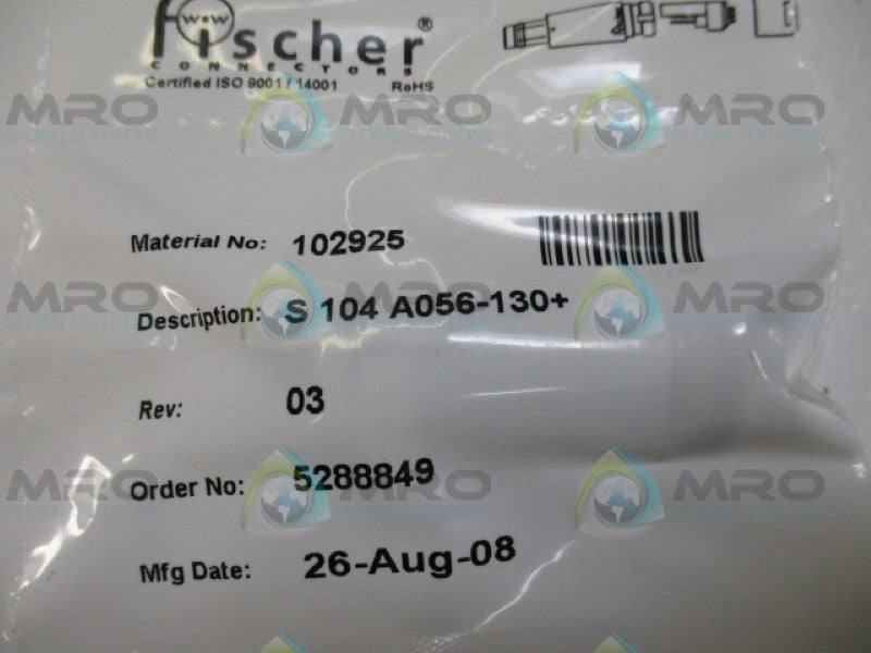 FISCHER S104A056-130+ CONNECTOR *NEW IN FACTORY BAG*