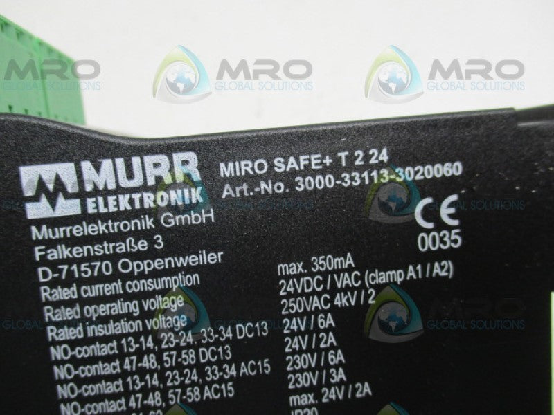 MURR ELEKTRONIK 3000-33113-3020060 MIRO SAFE+ T 2 24 *NEW IN BOX*