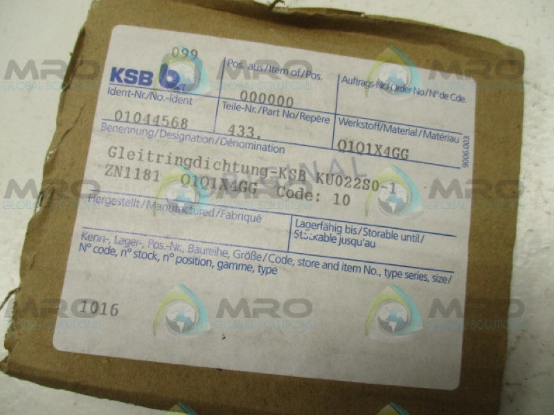 KSB 01044568 KU022S0-1 MECHANICAL SEAL *NEW IN ORIGINAL PACKAGE*