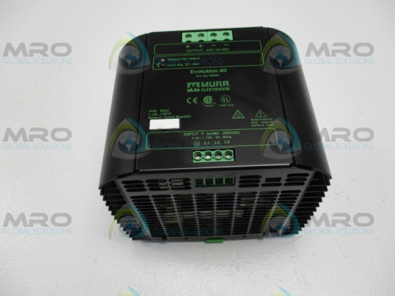 MURR ELEKTRONIK EVOLUTION 40 85004 POWER SUPPLY 40A 24VDC *NEW NO BOX*