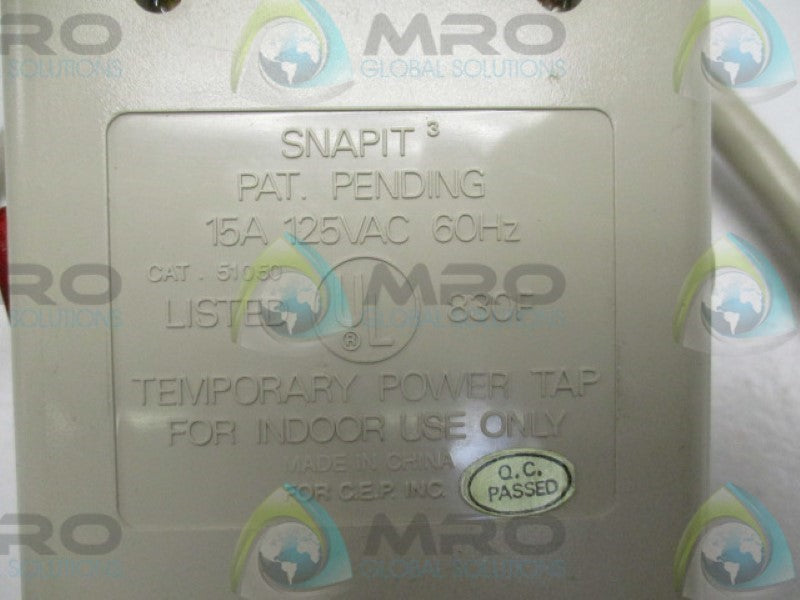 SNAPIT 51050 830F 6-OUTLET PULTI-POWER SYSTEM WITH SWITCH 15A 125VAC *USED*