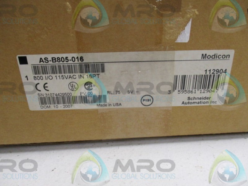 MODICON AS-B805-016 INPUT MODULE 16POINT 115VAC *NEW IN BOX*