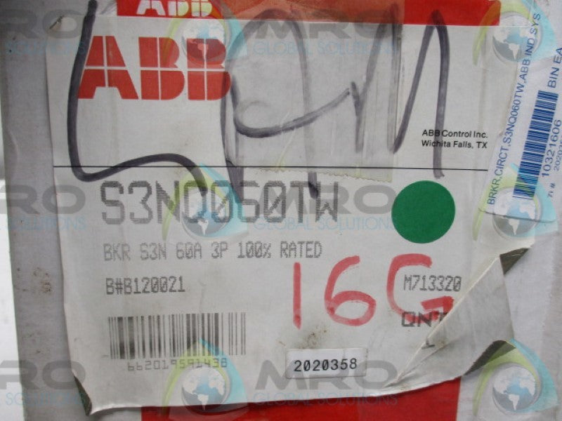 ABB S3NQ060TW CIRCUIT BREAKER 60A *NEW IN BOX*