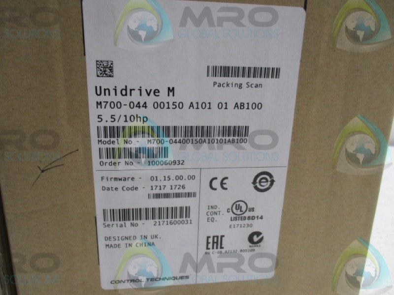 CONTROL TECHNIQUES M700-044 00150A10101AB100 DRIVE 5.5/10HP *NEW IN BOX*