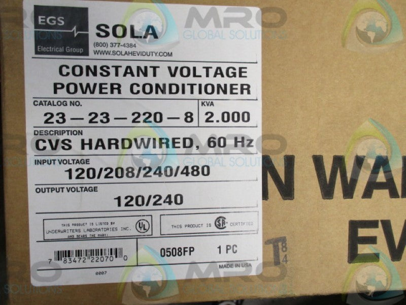 EGS SOLA 23-23-220-8  *NEW IN BOX*