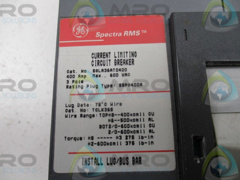 GENERAL ELECTRIC SGLA36AT0400 SPECTRA RMS CIRCUIT BREAKER 400A *NEW IN BOX*