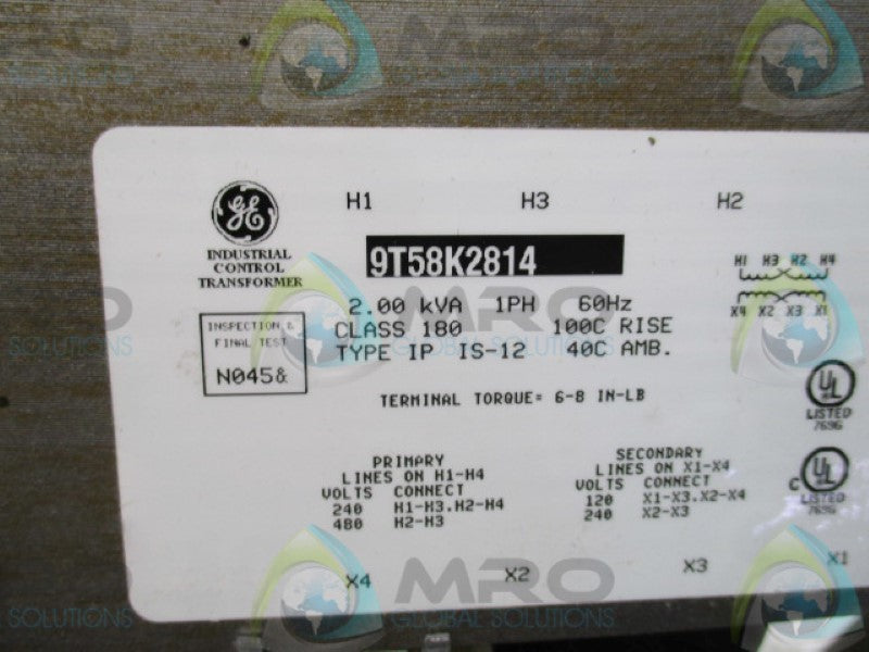 GENERAL ELECTRIC 9T58K2814 TRANSFORMER 240/480-120/240V *NEW IN BOX*