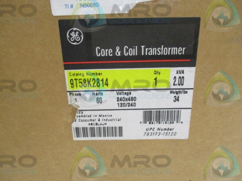 GENERAL ELECTRIC 9T58K2814 TRANSFORMER 240/480-120/240V *NEW IN BOX*
