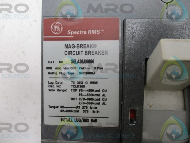 GENERAL ELECTRIC SGLA36AI0600 CIRCUIT BREAKER 600A *NEW IN BOX*