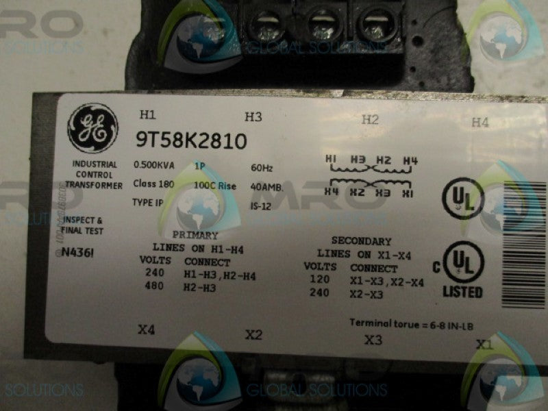 GENERAL ELECTRIC 9T58K2810 TRANSFORMER 500VA 240/480V *NEW IN BOX*
