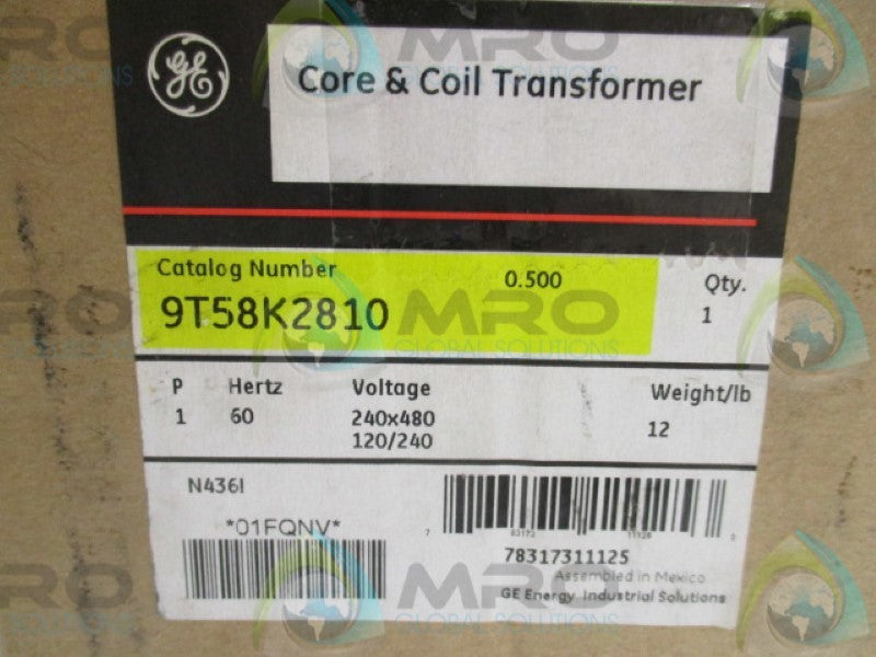 GENERAL ELECTRIC 9T58K2810 TRANSFORMER 500VA 240/480V *NEW IN BOX*